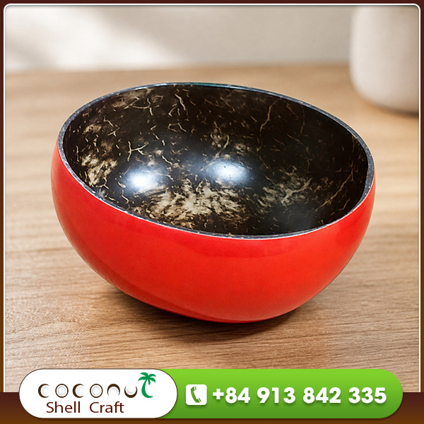 Red Lacquered Coconut Shell Bowl - SM001